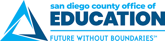 San Diego County Office of Education blue logo, with secondary text "Future without boundaries"